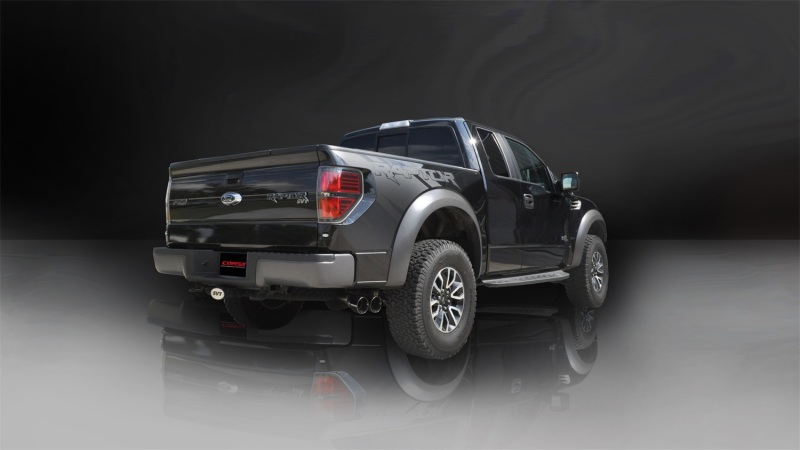 Ford F-150 Raptor Performance Exhaust - CORSA Performance - Cat-Back Xtreme + Res Delete Single Side Exit with Twin 4.0in Black PVD Pro-Series Tips - Black - `11-`14